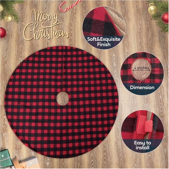 48 inch buffalo plaid tree skirt - Picture 2 of 4